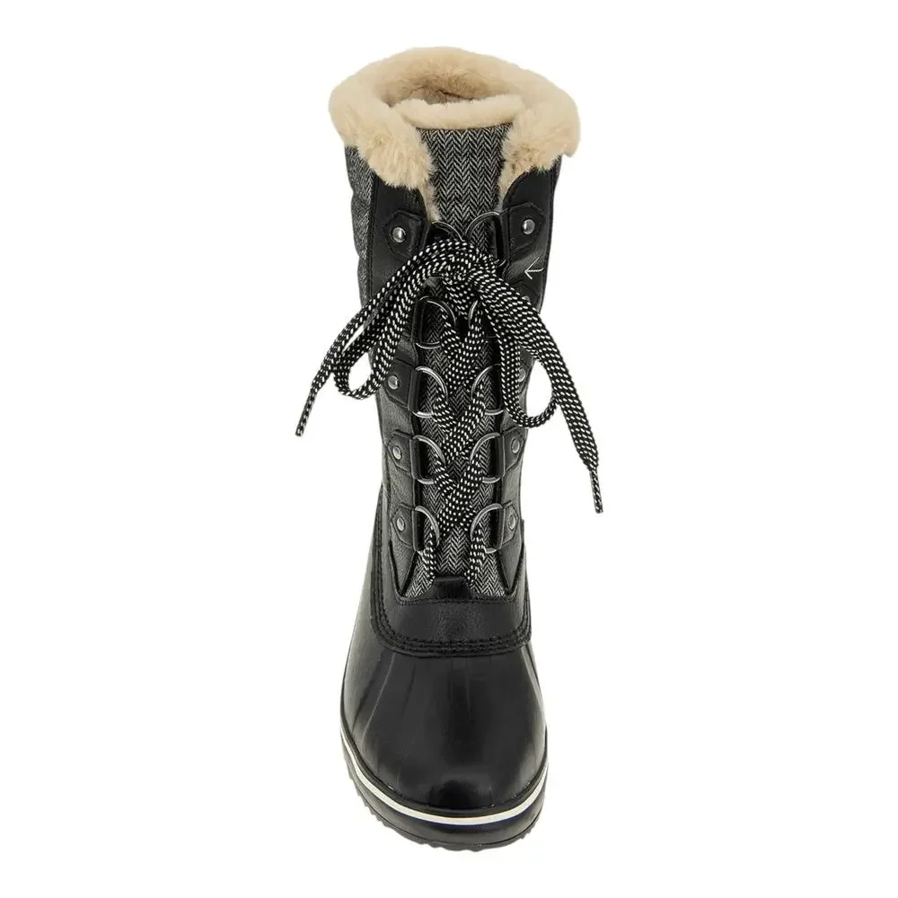 JBU Women Siberia Waterproof Lace Up Quilted Cold Weather Boots Black Size 9